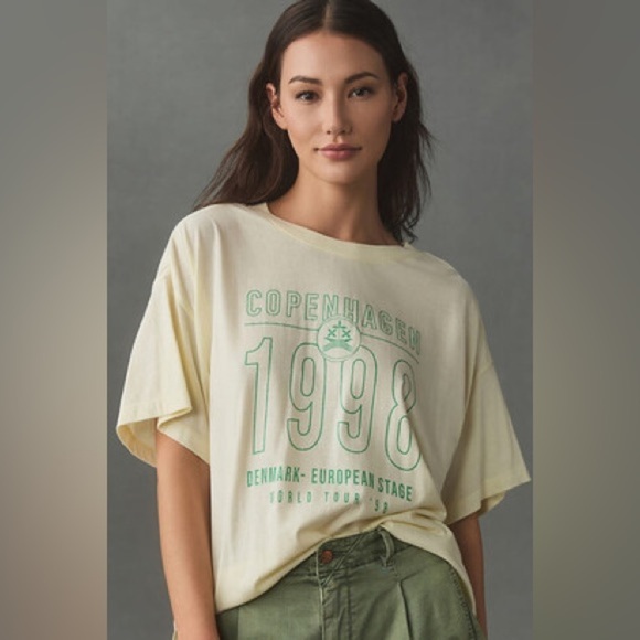 NWT Anthropologie pilcro short-sleeve vintage graphic dad t-shirt Copenhagen - Picture 2 of 5